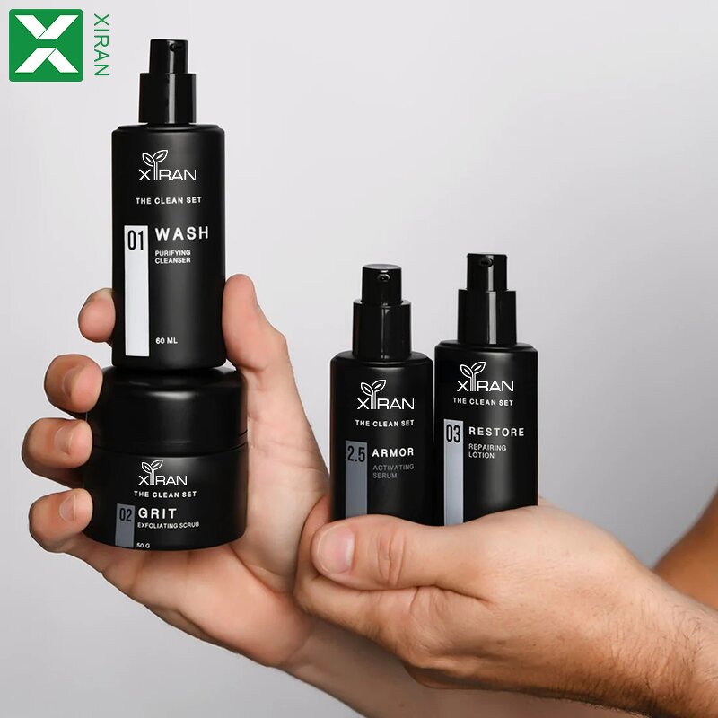 Men Clean Set - Private Label Oil Control Anti-Acne Face Wash Scrub Repairing Lotion
