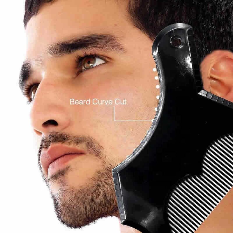 Beard Guide Shaper - Template with Inbuilt Comb Multi-liner Edges Curve Straight Neckline