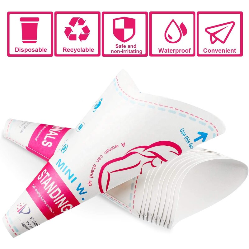Disposable Female Urinal - Portable Lightweight Waterproof Paper Funnel Standing Pee Feminine Hygiene