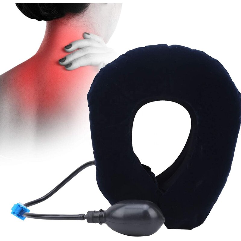 Cervical Neck Traction Device - Inflatable Adjustable Pillow Stretcher Instant Neck Pain Relief