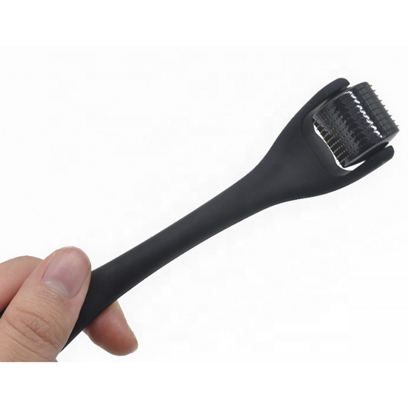 Derma Roller for Beard - Custom Logo Matte Black Titanium 540 Microneedle Face Hair Roller