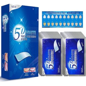 5D White Whitener Strips - 6% HP or Non Peroxide 28 Strips Smoking Coffee Wine Stain Removal