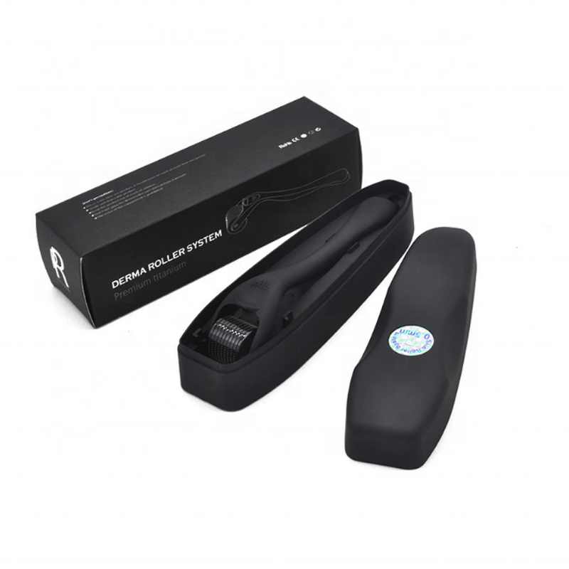 Derma Roller for Beard - Custom Logo Matte Black Titanium 540 Microneedle Face Hair Roller