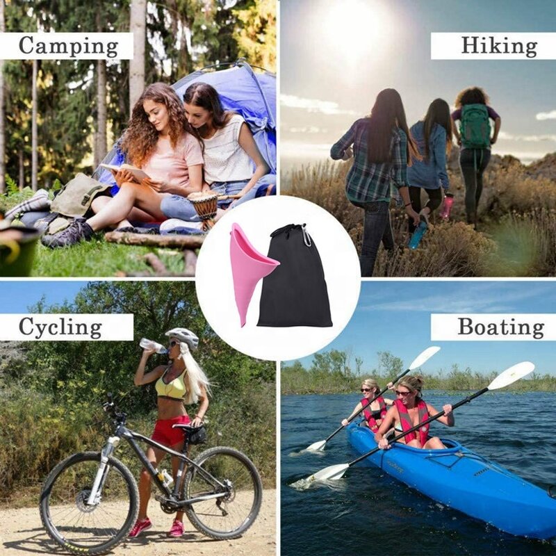 Reusable Female Urinal - Travel Portable New Version Silicone Funnel Feminine Hygiene Pee Cup