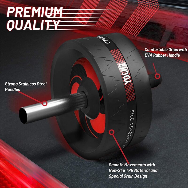 Ab Roller Wheel - Ultra-Wide 3.2 Inch Rubber Push Bar Non-Slip Home Gym Fitness Equipment