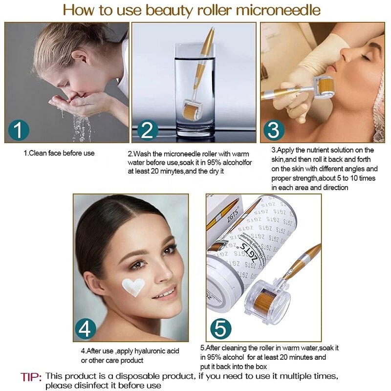 ZGTS Derma Roller - 192 Titanium Micro Needle Professional Face Body Whitening Wrinkle Remover