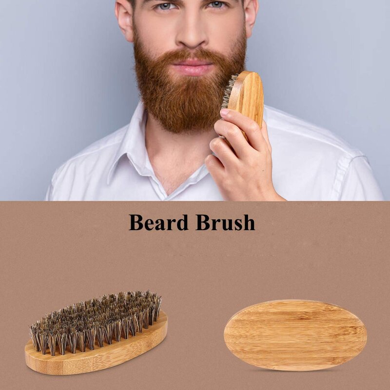 Beard Care Brush - 100% Natural Premium Wood Boar Bristle Mustache Comb Grooming Tool