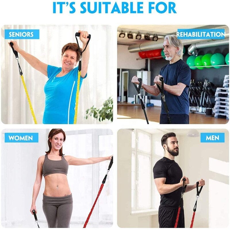 Heavy Duty Resistance Band - 150lbs TPE Nylon Sleeves Anti-Snap Elastic Home Gym Exercise