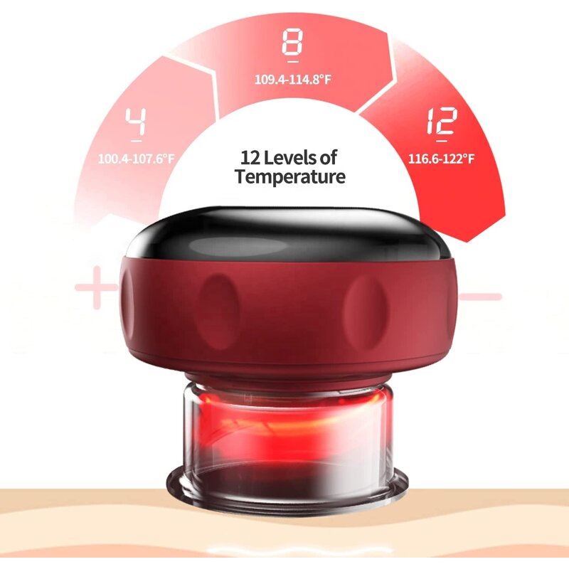 Electric Cupping Massager - 12 Modes Pressure Vacuum Cellulite Neck Shoulder Back Scraping