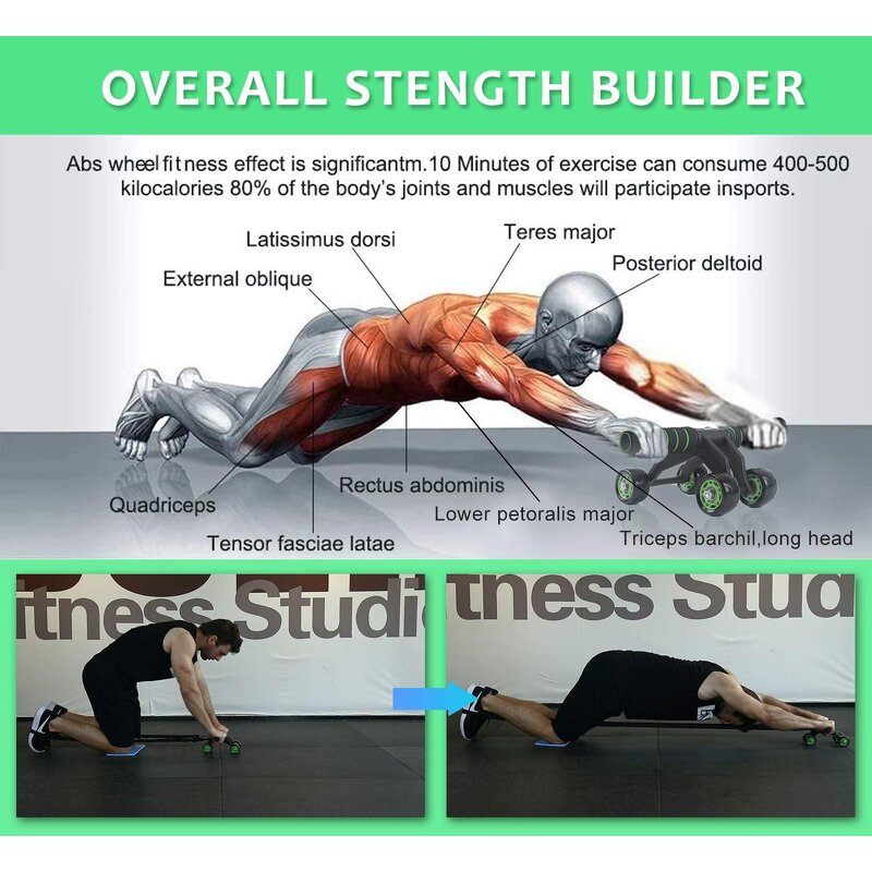 10-in-1 Ab Roller Kit - Resistance Bands Knee Mat Jump Rope Push-Up Bar Core Strength Training