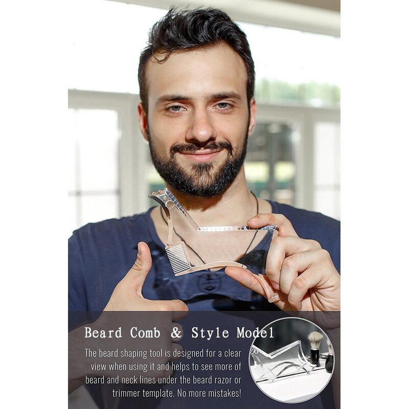 Beard Mustache Comb - Best Men Gift Template Perfect Line up Edging Jaw Cheek Neck Line