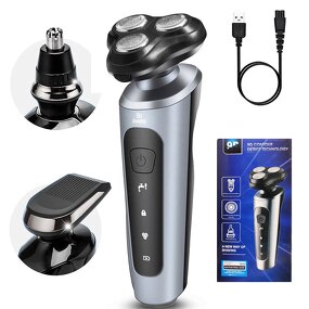 Electric Razor - USB Fast Rechargeable Waterproof Wet/Dry Shaver Sideburn Kit 1-Year Warranty