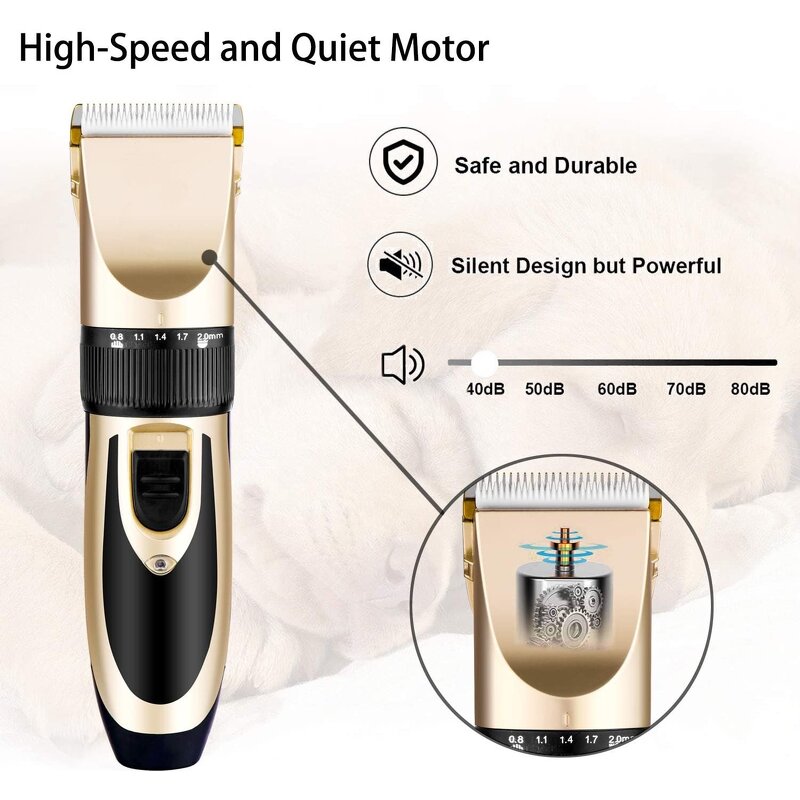Dog Grooming Kit - Rechargeable Cordless Quiet Electric Hair Clipper Thick Coats Trimmer Shaver