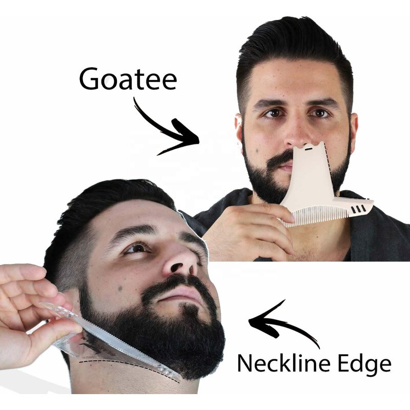 Multi-liner Beard Shaper - Mustache Sideburns Stencil Lineup Jaw Cheek Neck Line Comb