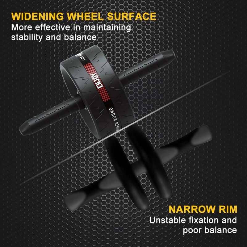 Ab Roller Wheel - Ultra-Wide 3.2 Inch Rubber Push Bar Non-Slip Home Gym Fitness Equipment