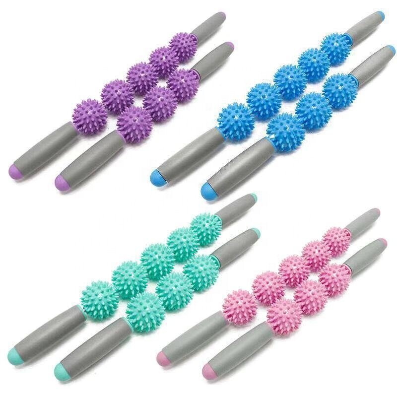 M3 Massage Roller - 5 Ball Yoga Stick Point Spiky Pressure Deep Tissue Body Recovery