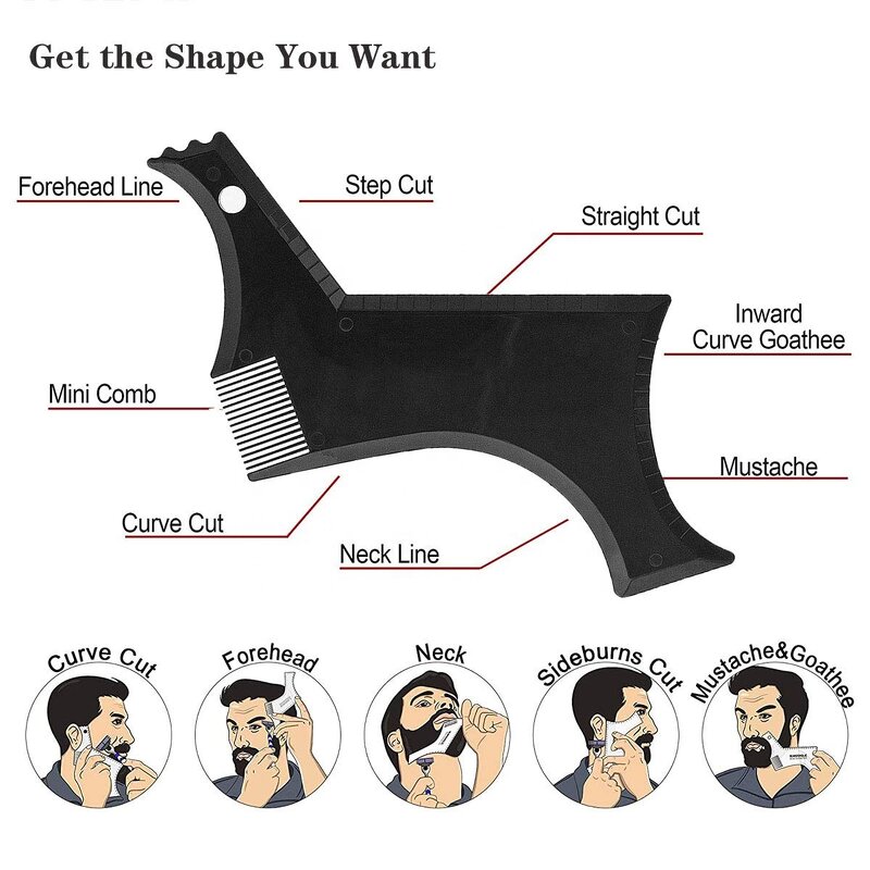 Beard Mustache Comb - Best Men Gift Template Perfect Line up Edging Jaw Cheek Neck Line