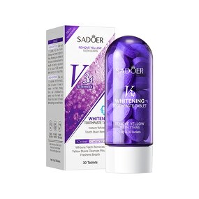 V34 Toothpaste Tablets - 30 Chewing Cleaning Teeth Whitening Color Corrector Fresh Breath