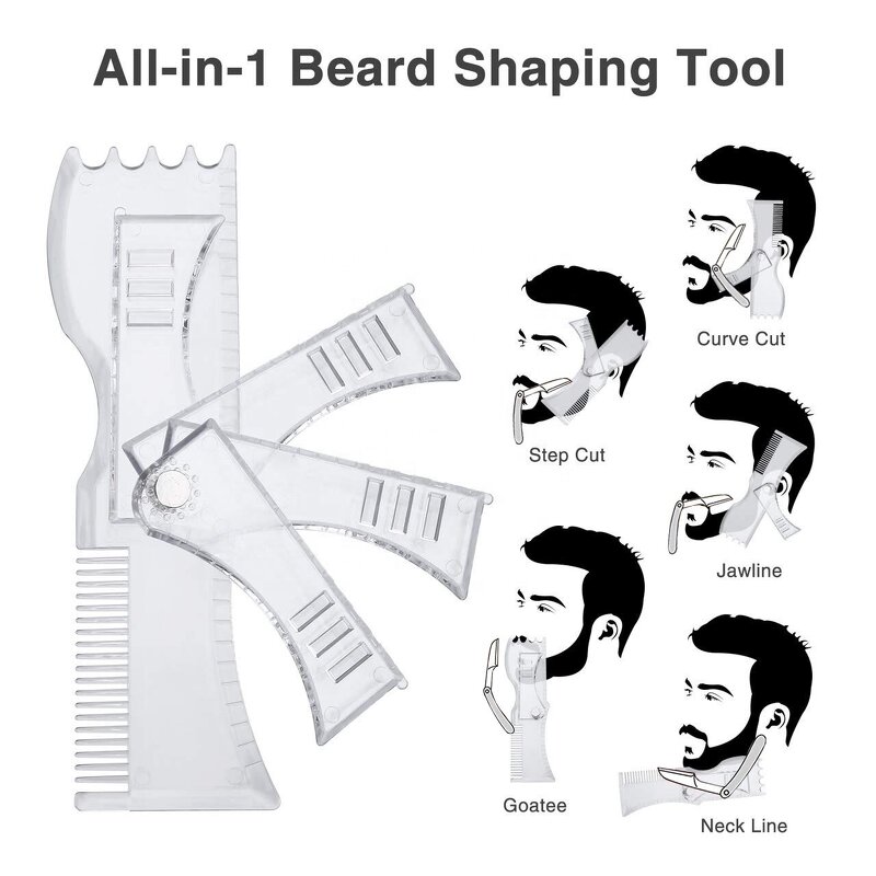 Beard Shaping Template - Men Grooming Styling Tool Adjustable Razors Barber Pencil Perfect Line up