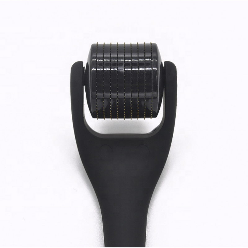 Derma Roller for Beard - Custom Logo Matte Black Titanium 540 Microneedle Face Hair Roller