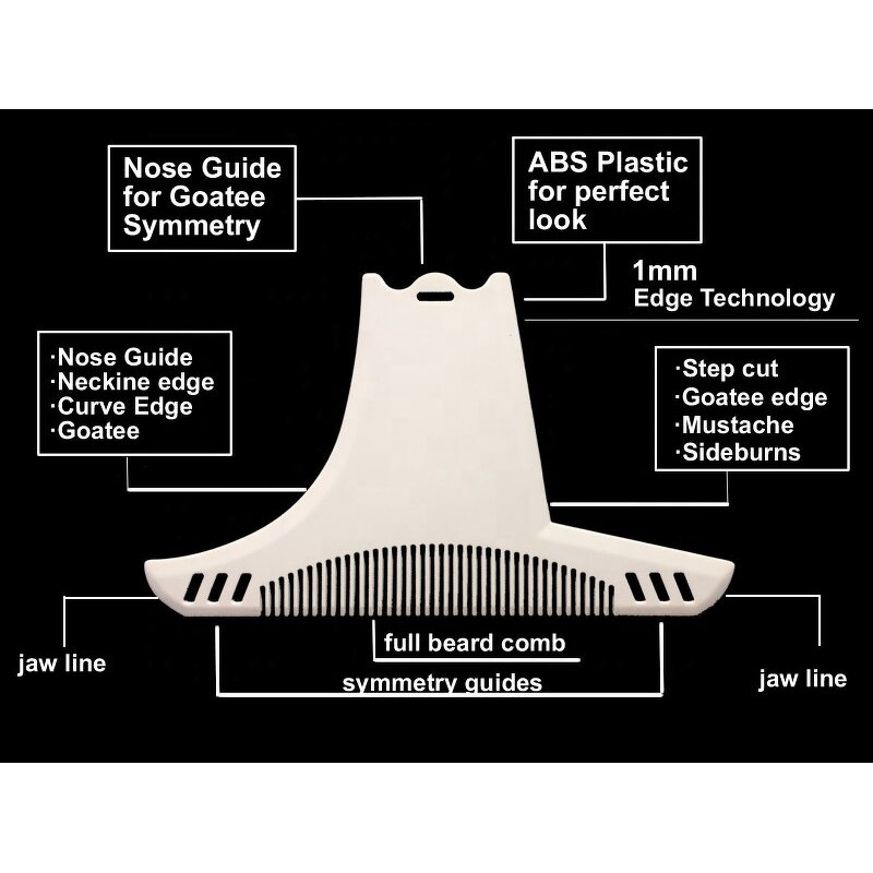 Multi-liner Beard Shaper - Mustache Sideburns Stencil Lineup Jaw Cheek Neck Line Comb