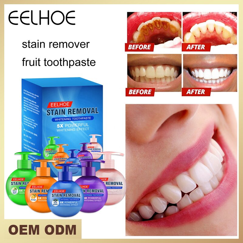 Oral Care Gel Toothpaste - Fresh Breath Pump Stain Removal Whitening Strengthening Gums Anti-Cavity