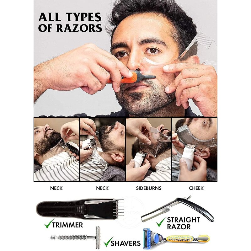 Beard Mustache Comb - Best Men Gift Template Perfect Line up Edging Jaw Cheek Neck Line