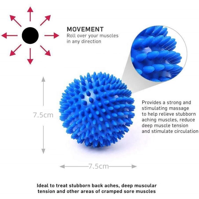Massage Balls - Deep Tissue Plantar Fasciitis Reflexology Stress Therapy Spiky Foot Roller