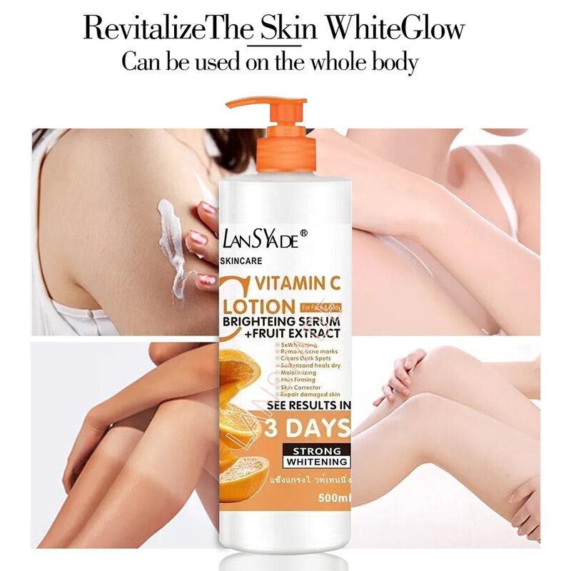 Vitamin C Body Lotion - 500ml 3 Days Moisturizing Whitening Fruit Milk Extract Body Cream