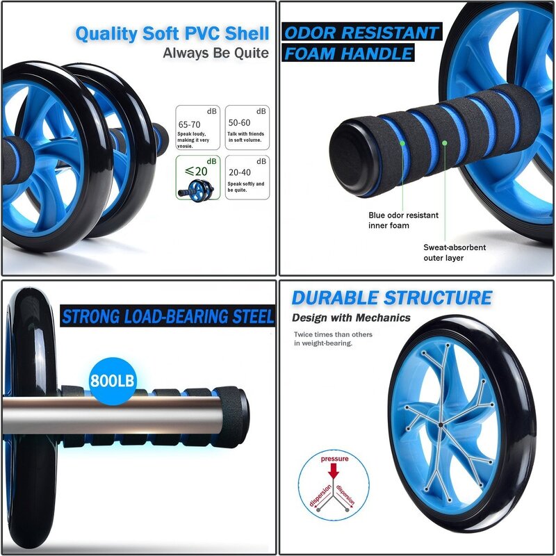 Abdominal Exercise Roller - Home Gym Fitness Abs Workout Core Strength Muscle Training Wheel