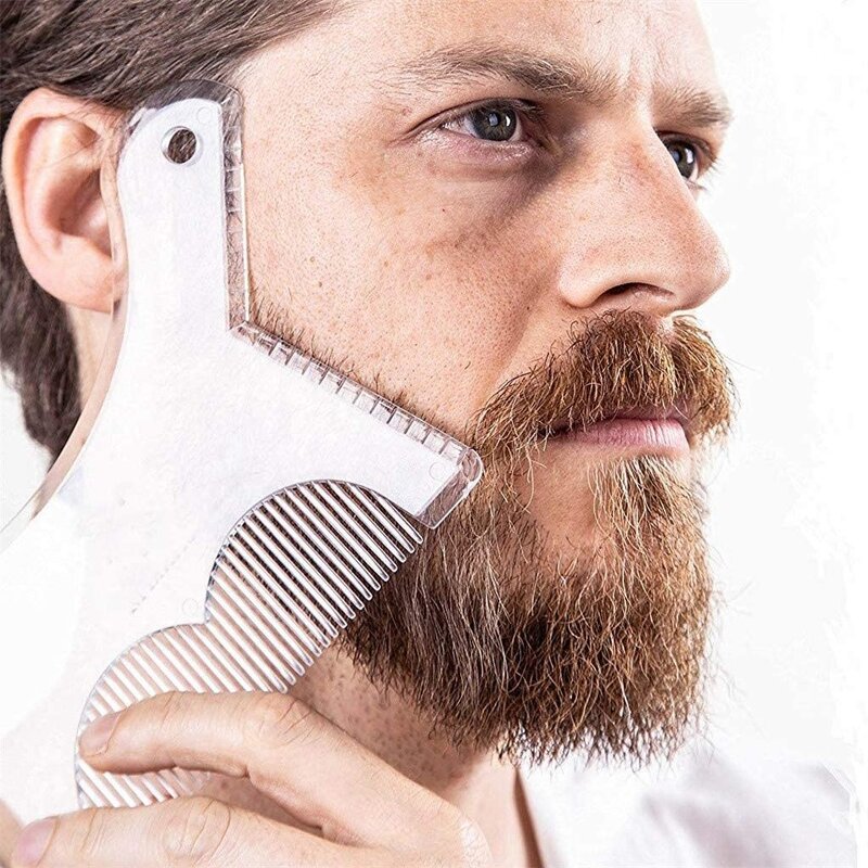 Beard Guide Shaper - Template with Inbuilt Comb Multi-liner Edges Curve Straight Neckline