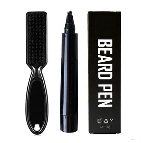Beard Pencil Filler - Waterproof Long Lasting Micro-Fork Tip with Bristle Beard Brush for Men