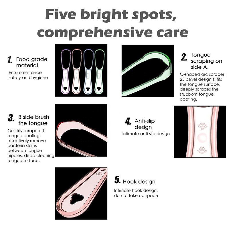 PP Tongue Cleaner - 100% BPA-Free Effective Food Grade Tool Bad Breath Treatment Oral Hygiene