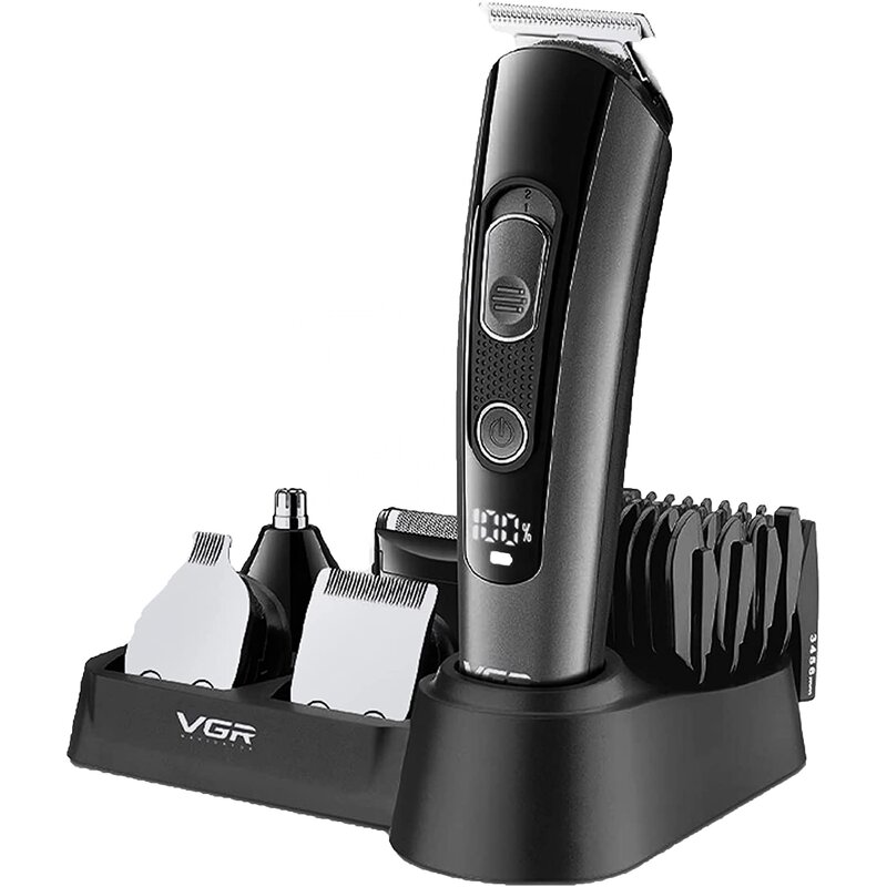 5 in 1 Beard Trimmer - USB Rechargeable LED Display Hair Clipper Nose Body Facial Grooming Kit