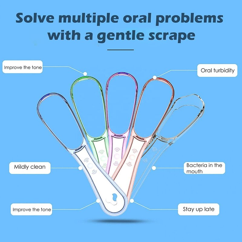 PP Tongue Cleaner - 100% BPA-Free Effective Food Grade Tool Bad Breath Treatment Oral Hygiene