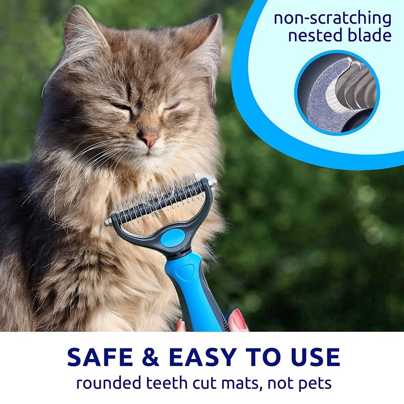 Double Sided Pet Brush - Best Seller Shedding Dematting Undercoat Rake Remove Tangles Cats Dogs