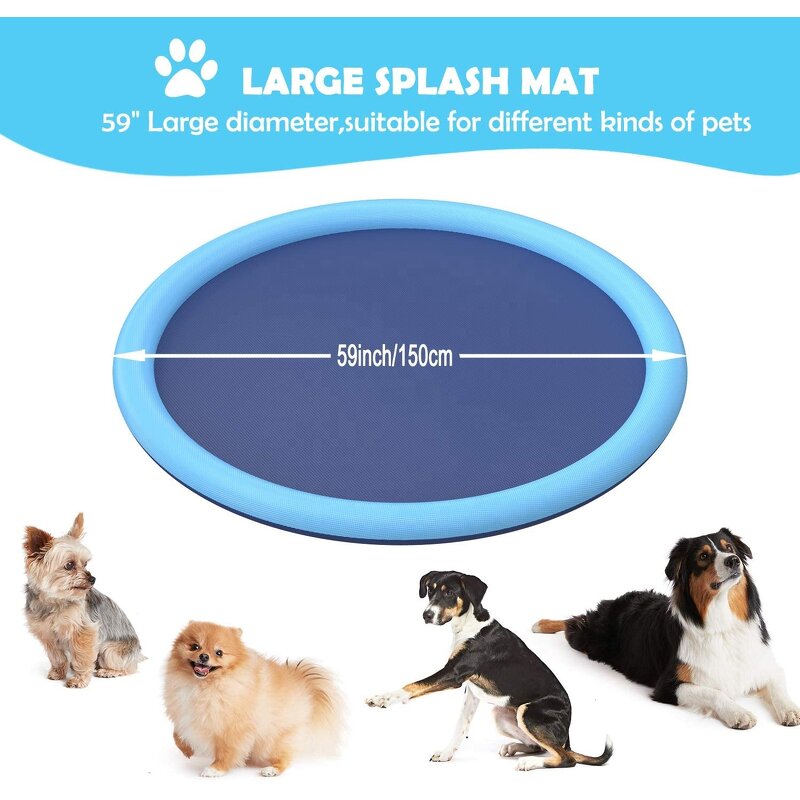 Dog Splash Pad - Eco-Friendly Anti-Slip Summer Outdoor Pet Water Mat Thicken Pool for Kids