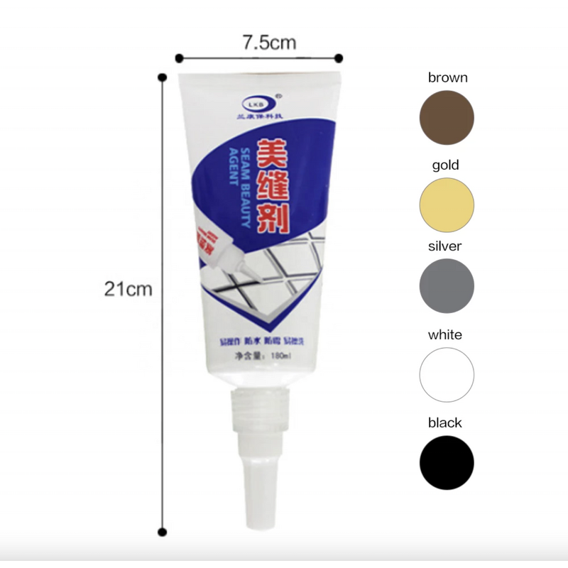 Tile Gap Sealant - 180ml Waterproof Anti-Mildew White Gold Coffee Grey Seam Repair
