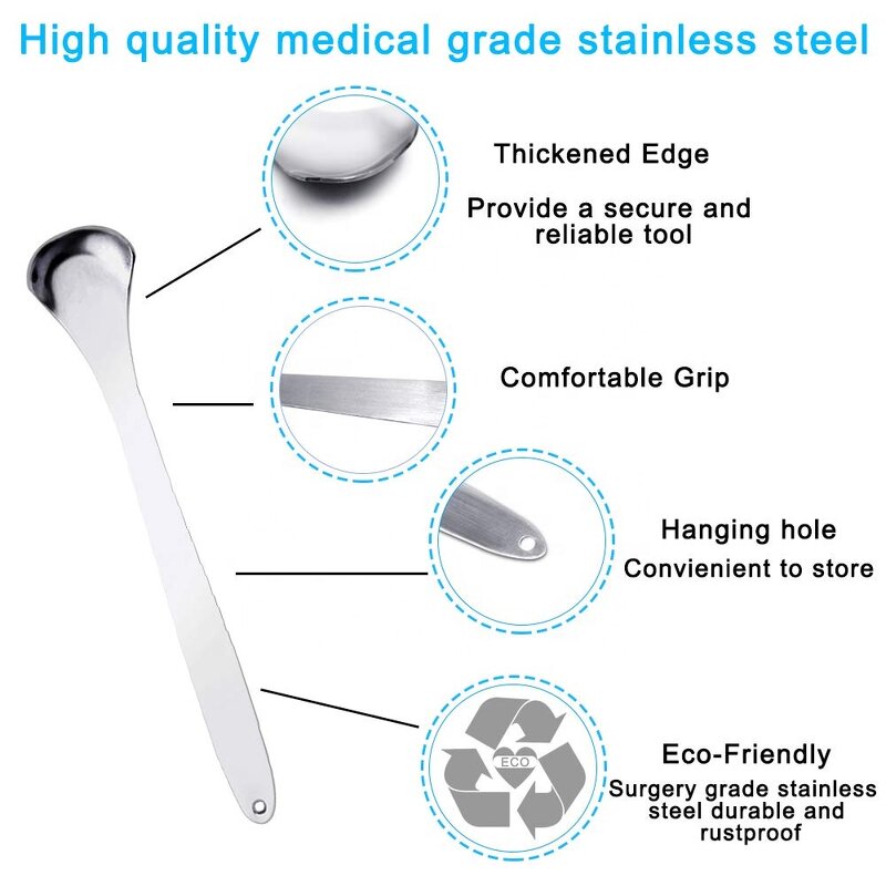 Stainless Steel Tongue Scraper - 3pcs 304 Portable Oral Care Aluminum Box Bad Breath Remover
