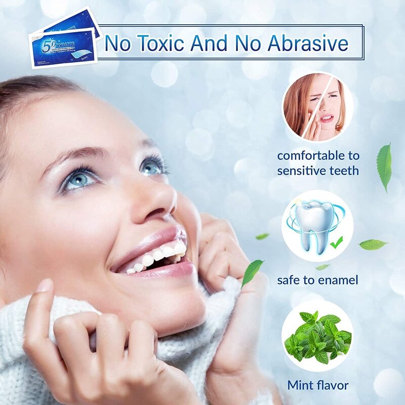 5D White Whitener Strips - 6% HP or Non Peroxide 28 Strips Smoking Coffee Wine Stain Removal