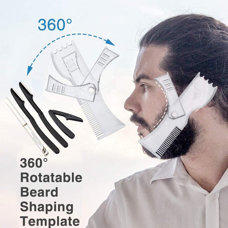 Beard Shaping Template - Men Grooming Styling Tool Adjustable Razors Barber Pencil Perfect Line up
