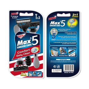 Disposable Razors for Men - 3 Pack 5-Blade Ultra-Soothing Comfortable Face Body Shaving