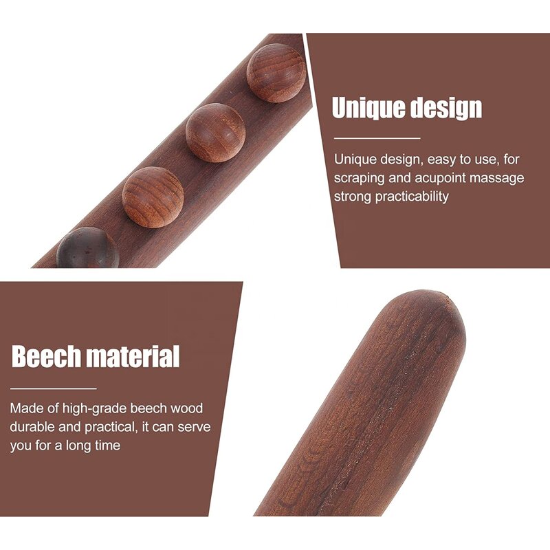 Wood Gua Sha Roller - Natural Body Lymphatic Deep Tissue Therapy Muscle Relax Scraping Stick