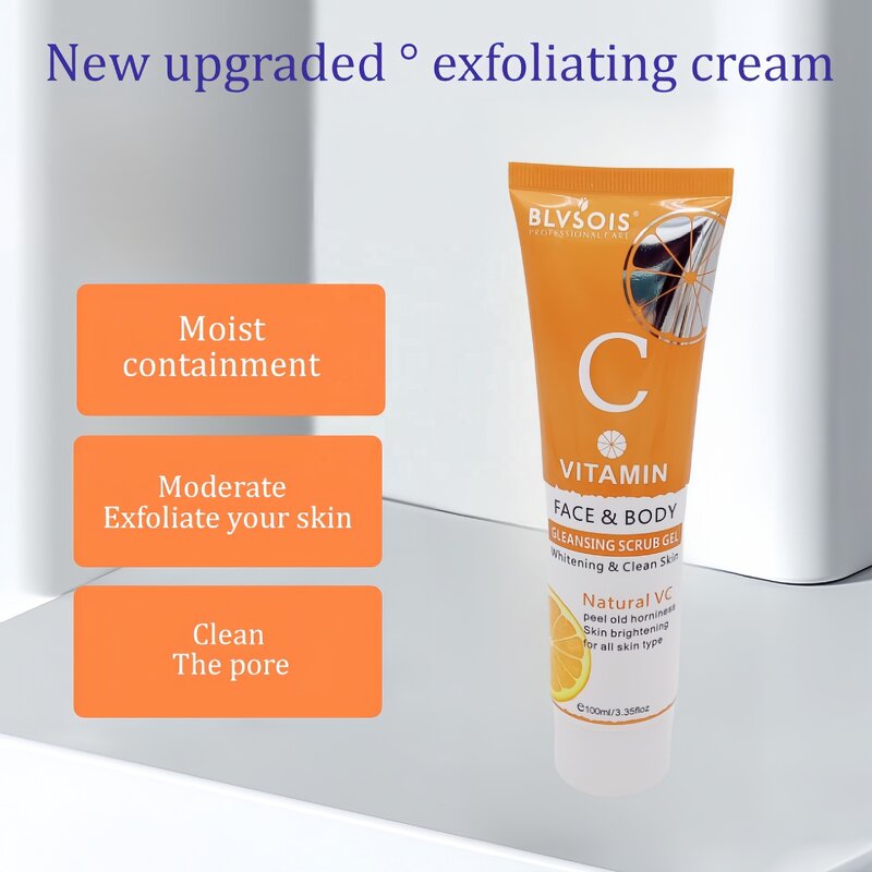 Vitamin C Scrub Gel - Natural Face Body Pore Deep Cleansing Exfoliating Whitening Skin Care