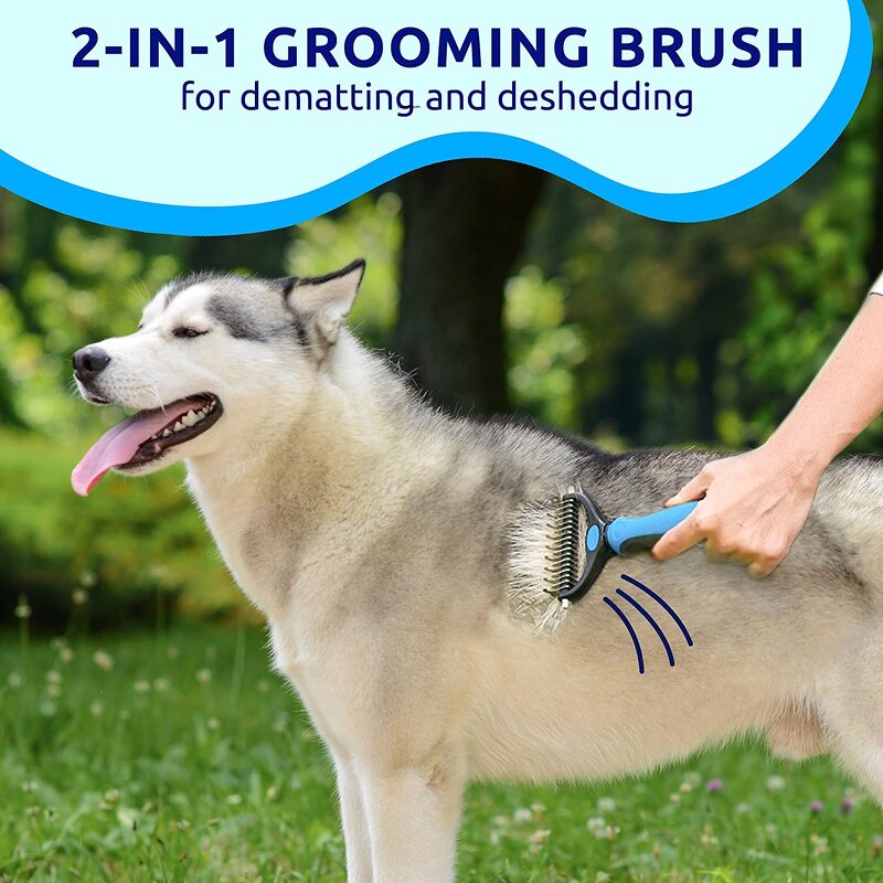 Double Sided Pet Brush - Best Seller Shedding Dematting Undercoat Rake Remove Tangles Cats Dogs