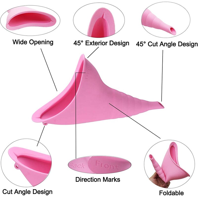 Reusable Female Urinal - Travel Portable New Version Silicone Funnel Feminine Hygiene Pee Cup