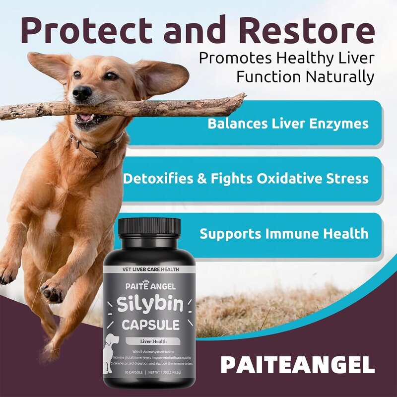 Dog Liver Support Supplement - Manufacturer - Silybin Natural Detox Energy Immune System Boost