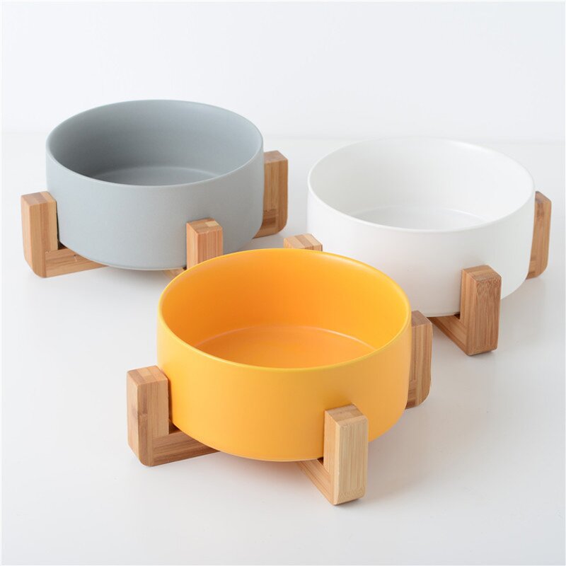 Pet Drinking Bowl - Manufacturer - Wholesale Custom Ceramic Non Slip Dog Cat With Wooden Stand