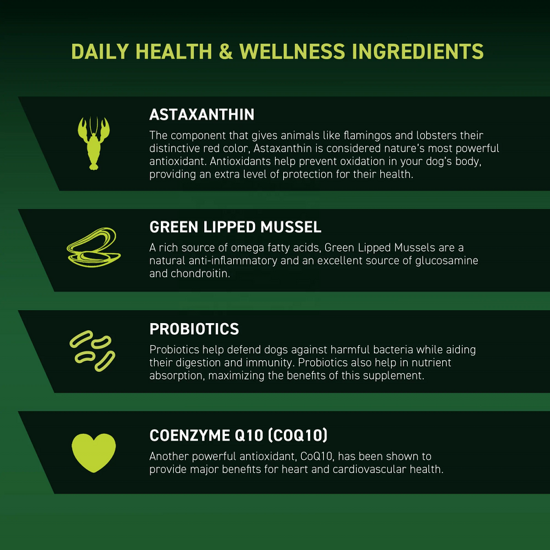 Dog Total Supplement - Manufacturer - Daily Health Wellness Probiotics Omega 3 Nutrition