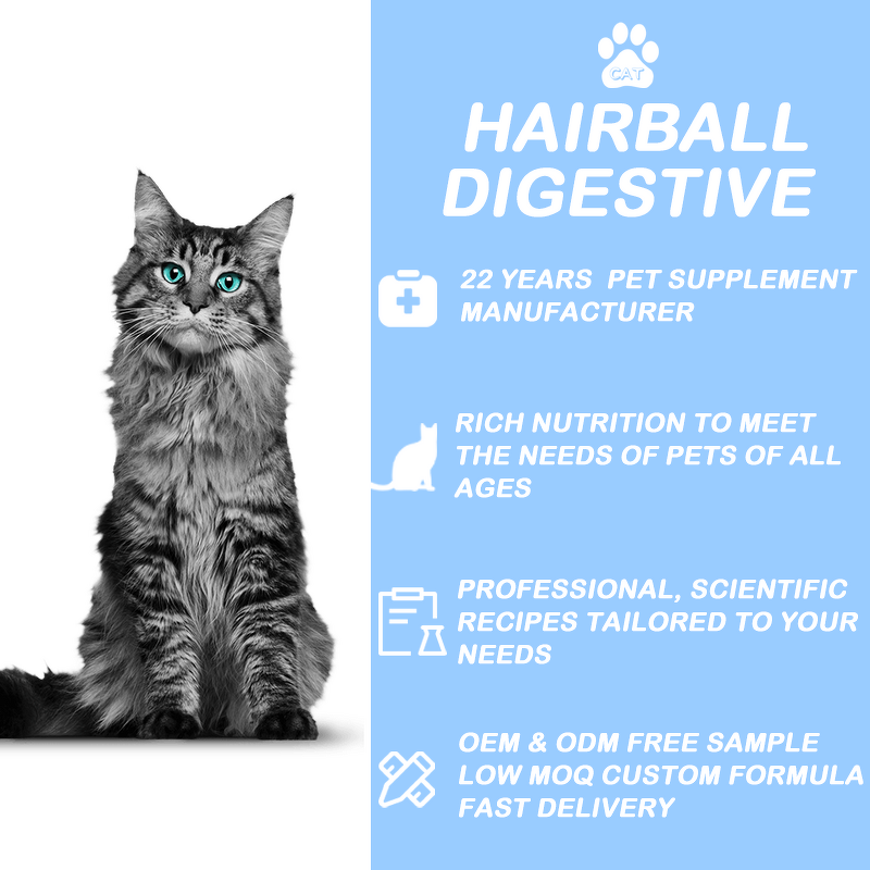 Cat Probiotic Supplement - Manufacturer - ODM OEM Skin Coat Hairball Relief Digestive Aid